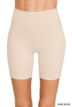 BRUSHED MICROFIBER WIDE WAISTBAND BIKER SHORTS BLACK OR SAND BEIGE