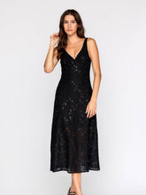 Sequin Lace Midi Dress - Black