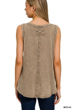 CRINKLE WASHED V-NECK SLEEVELESS TOP - ASSORTED COLORS