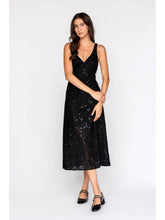 Sequin Lace Midi Dress - Black