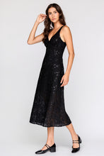 Sequin Lace Midi Dress - Black