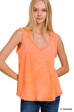 CRINKLE WASHED V-NECK SLEEVELESS TOP - ASSORTED COLORS