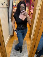 POL overwrapped V-neck short-sleeve slim-fit top crafted in lace - Natural,Black or Grey