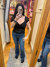 POL overwrapped V-neck short-sleeve slim-fit top crafted in lace - Natural,Black or Grey