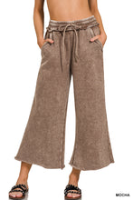 ACID WASH FLEECE PALAZZO SWEATPANTS WITH POCKETS - ASSORTED COLORS