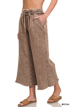 ACID WASH FLEECE PALAZZO SWEATPANTS WITH POCKETS - ASSORTED COLORS
