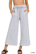 ACID WASH FLEECE PALAZZO SWEATPANTS WITH POCKETS - ASSORTED COLORS