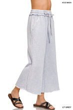 ACID WASH FLEECE PALAZZO SWEATPANTS WITH POCKETS - ASSORTED COLORS