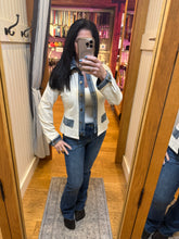 Layered Look Denim Trim Knit Jacket - Ecru or Black