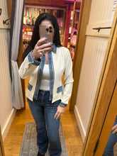 Layered Look Denim Trim Knit Jacket - Ecru or Black