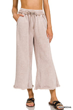 ACID WASH FLEECE PALAZZO SWEATPANTS WITH POCKETS - ASSORTED COLORS