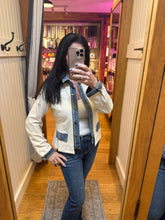 Layered Look Denim Trim Knit Jacket - Ecru or Black