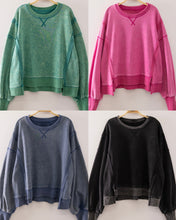 Vintage Washed Sweatshirt - Black, Denim, Seafoam or Hot Pink