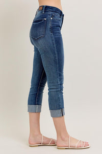 Judy Blue Dark Wash Cuffed Capri