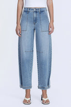 Flying Monkey Super High Rise Button Snap Hem Barrel Leg Jeans