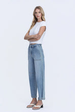 Flying Monkey Super High Rise Button Snap Hem Barrel Leg Jeans
