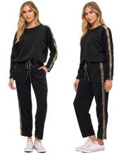Ariella Straight Leg Pant W/ Snake Detail In Scuba - Black W/ Brown