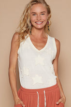 POL V-neck sleeveless front star patches solid top - Off White,Charcoal or Cream