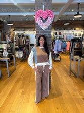 Color Block Denim Drawstring Pants - Ashed Black or Brown Sugar