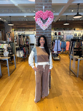 Color Block Denim Drawstring Pants - Ashed Black or Brown Sugar