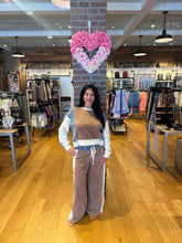 Color Block Denim Drawstring Pants - Ashed Black or Brown Sugar