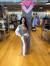Color Block Denim Drawstring Pants - Ashed Black or Brown Sugar