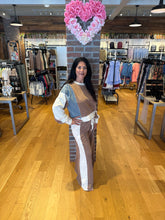 Color Block Denim Drawstring Pants - Ashed Black or Brown Sugar