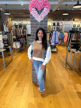 Color Block Denim Drawstring Pants - Ashed Black or Brown Sugar