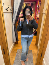 Elan Collared Sweater Layered Cardigan - Charcoal Blue