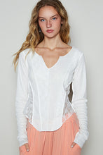 POL Round neck long sleeve outseam solid lace top - Black or White
