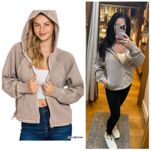 FLEECE PIGMENT DYE ZIP UP HOODIE W POCKETS - ASSORTED COLORS