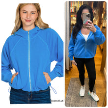 FLEECE PIGMENT DYE ZIP UP HOODIE W POCKETS - ASSORTED COLORS