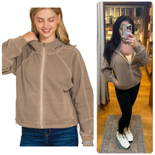 FLEECE PIGMENT DYE ZIP UP HOODIE W POCKETS - ASSORTED COLORS
