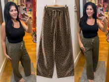 Leopard Printed Cotton Twill Contrast Tape Detail Pants
