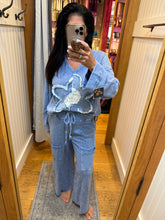 Mineral Wash Wide Leg Pants - Denim Blue
