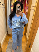 Mineral Wash Wide Leg Pants - Denim Blue