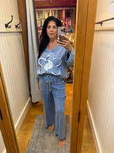Mineral Wash Wide Leg Pants - Denim Blue