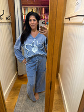 Mineral Wash Wide Leg Pants - Denim Blue