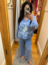 Mineral Wash Wide Leg Pants - Denim Blue