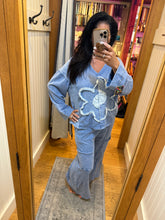 Mineral Wash Wide Leg Pants - Denim Blue