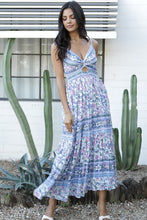 V Neck Twist Front Cut Out Maxi Dress W Embroidery - Sweet Pea