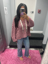 POL V-neck hooded cable knit chenille sweater - Assorted Colors