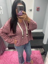 POL V-neck hooded cable knit chenille sweater - Assorted Colors