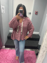 POL V-neck hooded cable knit chenille sweater - Assorted Colors