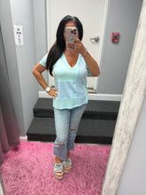 POL short sleeve, relaxed fit ,V-neckline jersey tee - Aqua, Black, Off White