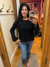 Lt Weight Flare Bell Slit Sleeve Pullover Sweater - Black
