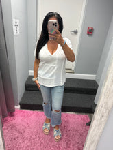 POL short sleeve, relaxed fit ,V-neckline jersey tee - Aqua, Black, Off White