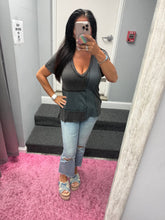 POL short sleeve, relaxed fit ,V-neckline jersey tee - Aqua, Black, Off White