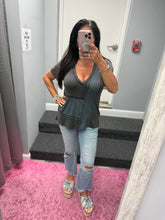 POL short sleeve, relaxed fit ,V-neckline jersey tee - Aqua, Black, Off White