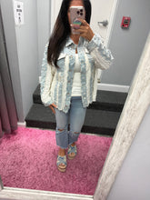POL Relaxed Textured Light Denim Jacket With Flower Embroidery
